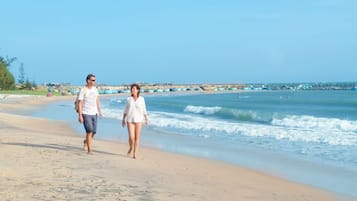 Private beach, sun loungers, beach umbrellas, beach towels