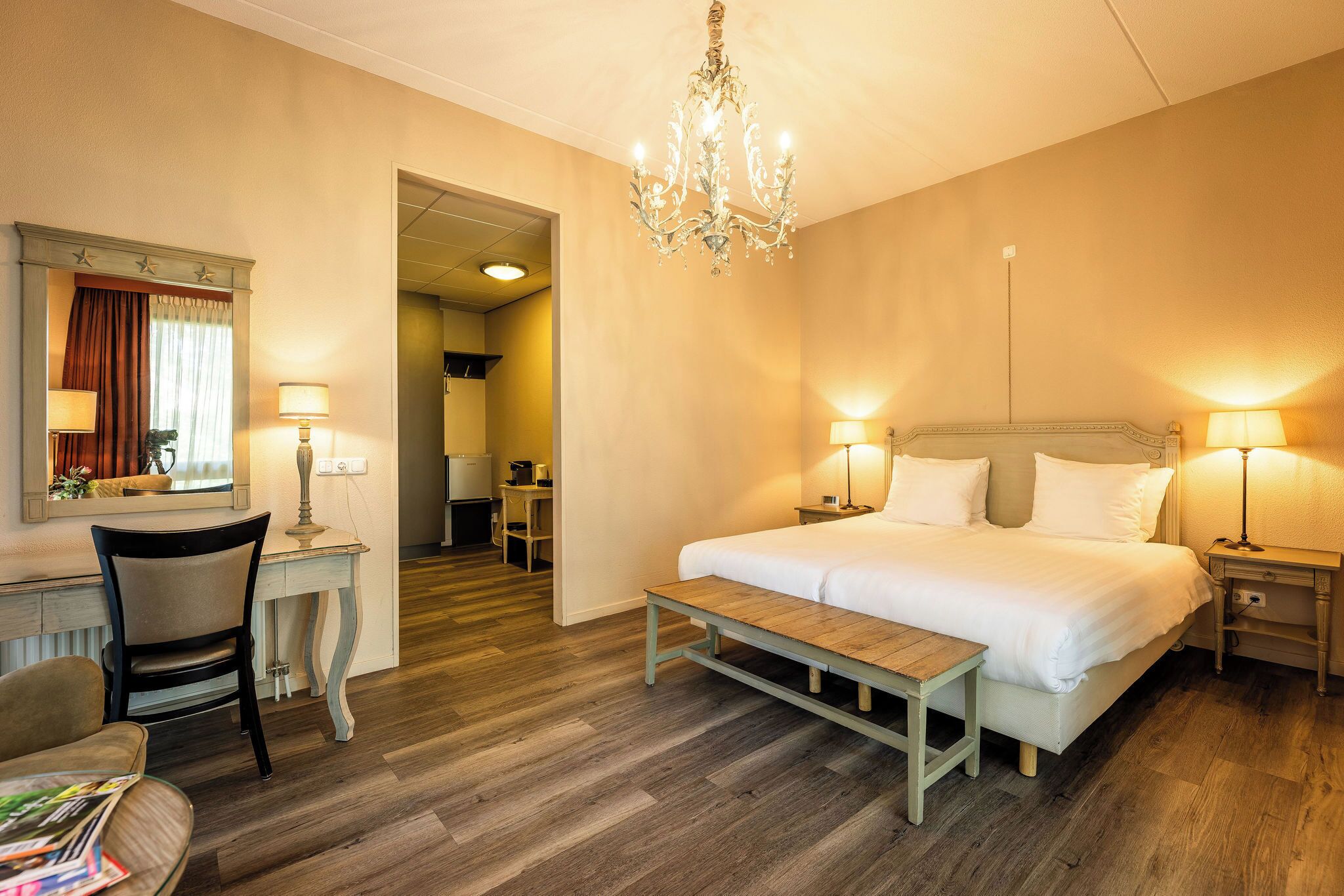 royal suite | desk, blackout curtains, iron/ironing board, bed sheets