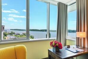 Deluxe Double Room, River View | Minibar, desk, laptop workspace, soundproofing