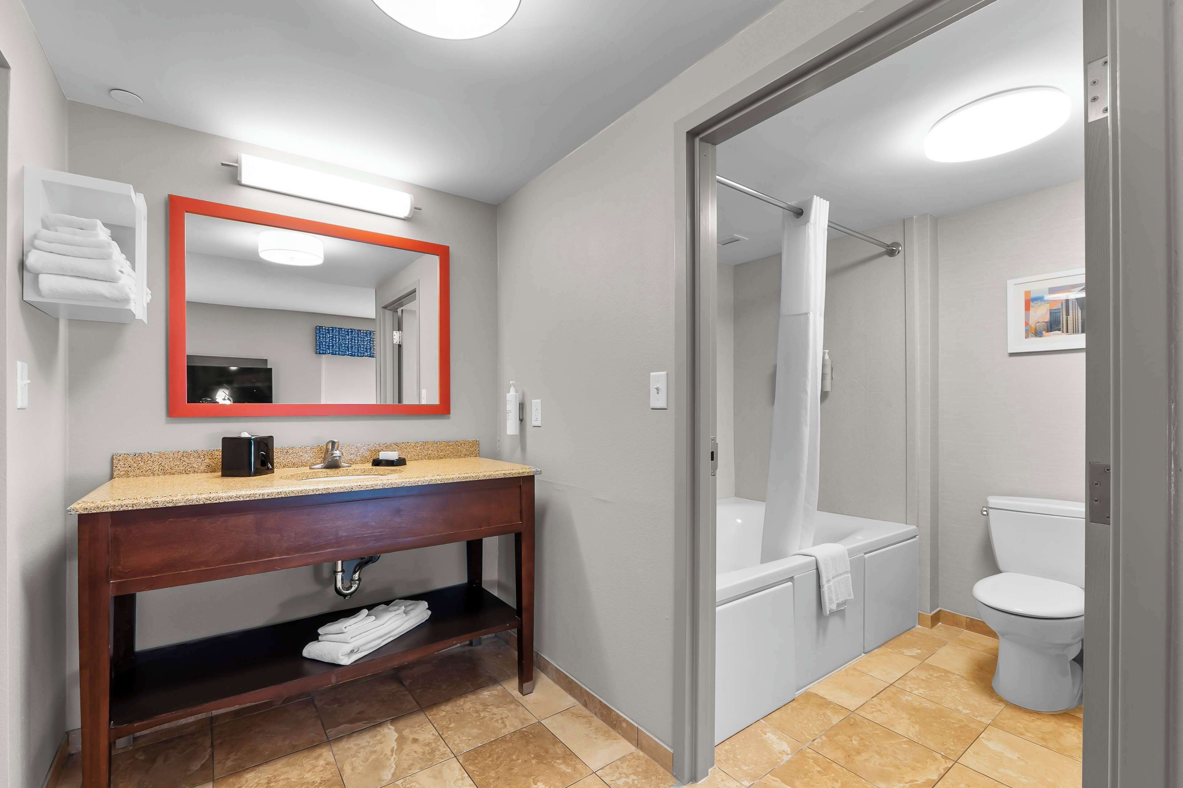 room | bathroom | free toiletries, hair dryer, towels