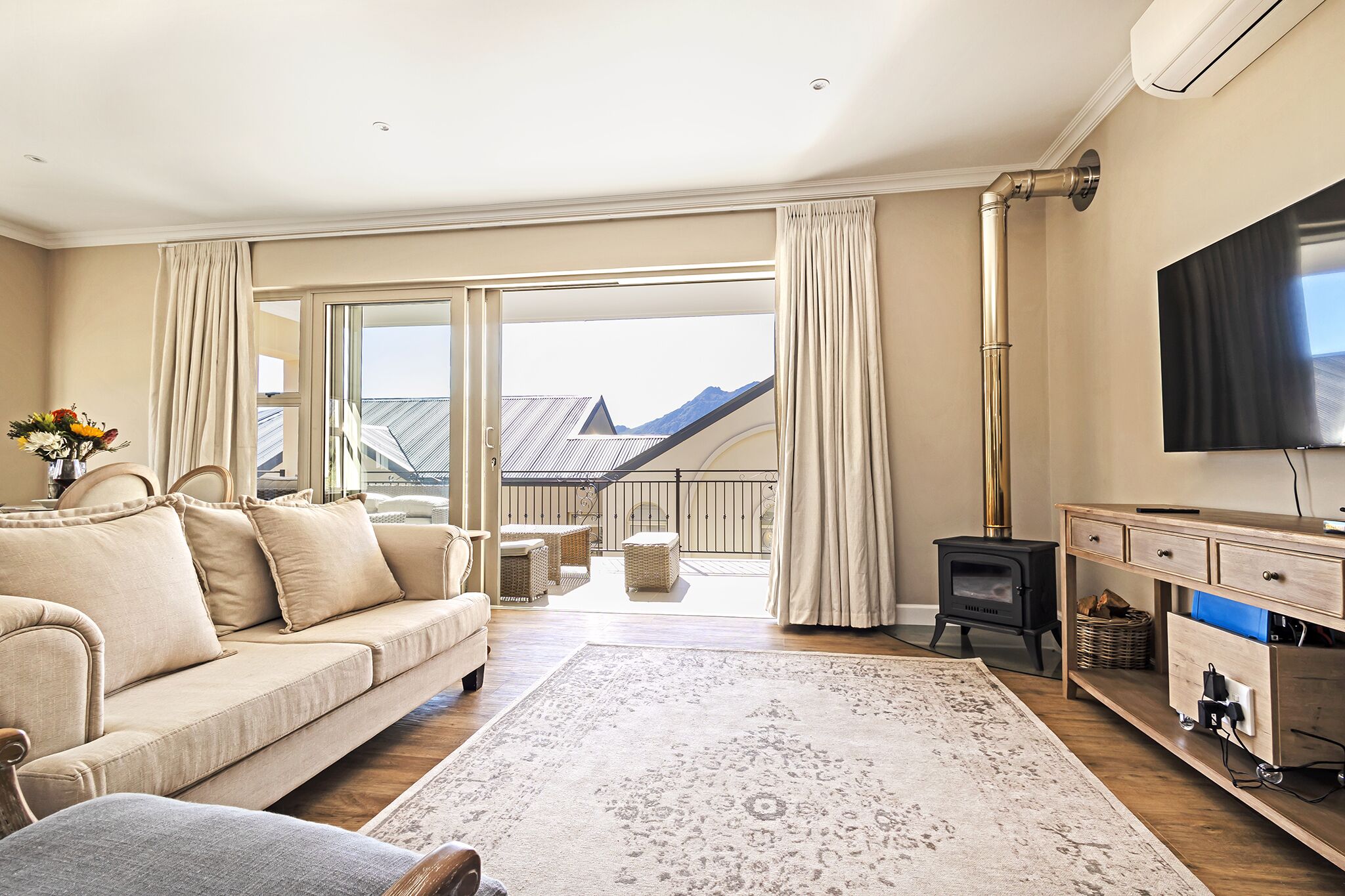 luxury villa, 2 bedrooms, mountain view | living area | flat-screen tv, dvd player