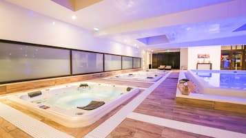 Sauna, spa tub, steam room, massages