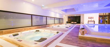 Sauna, spa tub, steam room, massages