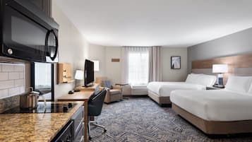 1 bedroom, desk, blackout drapes, iron/ironing board