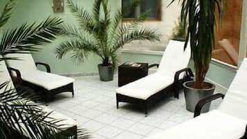 Steam room, body treatments, aromatherapy, body wraps, facials