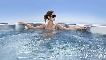 Outdoor pool, open 10:00 AM to 8:00 PM, sun loungers