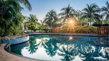 Outdoor pool, sun loungers