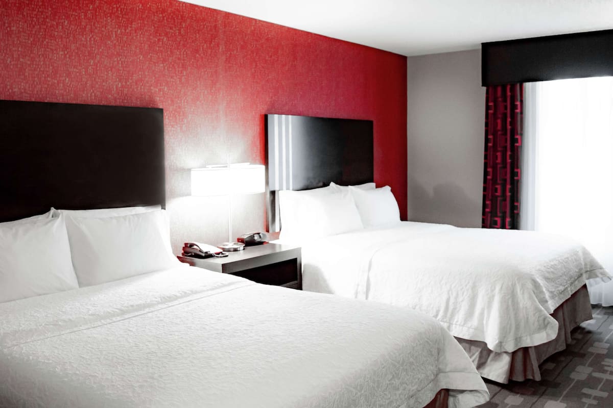 desk, laptop workspace, blackout curtains, iron/ironing board