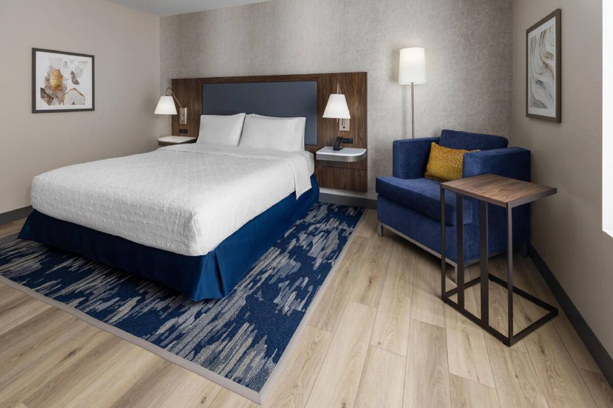Classic Room, 1 King Bed, Accessible (Mobility Accessible Roll-In Shower) | Desk, laptop workspace, blackout drapes, iron/ironing board