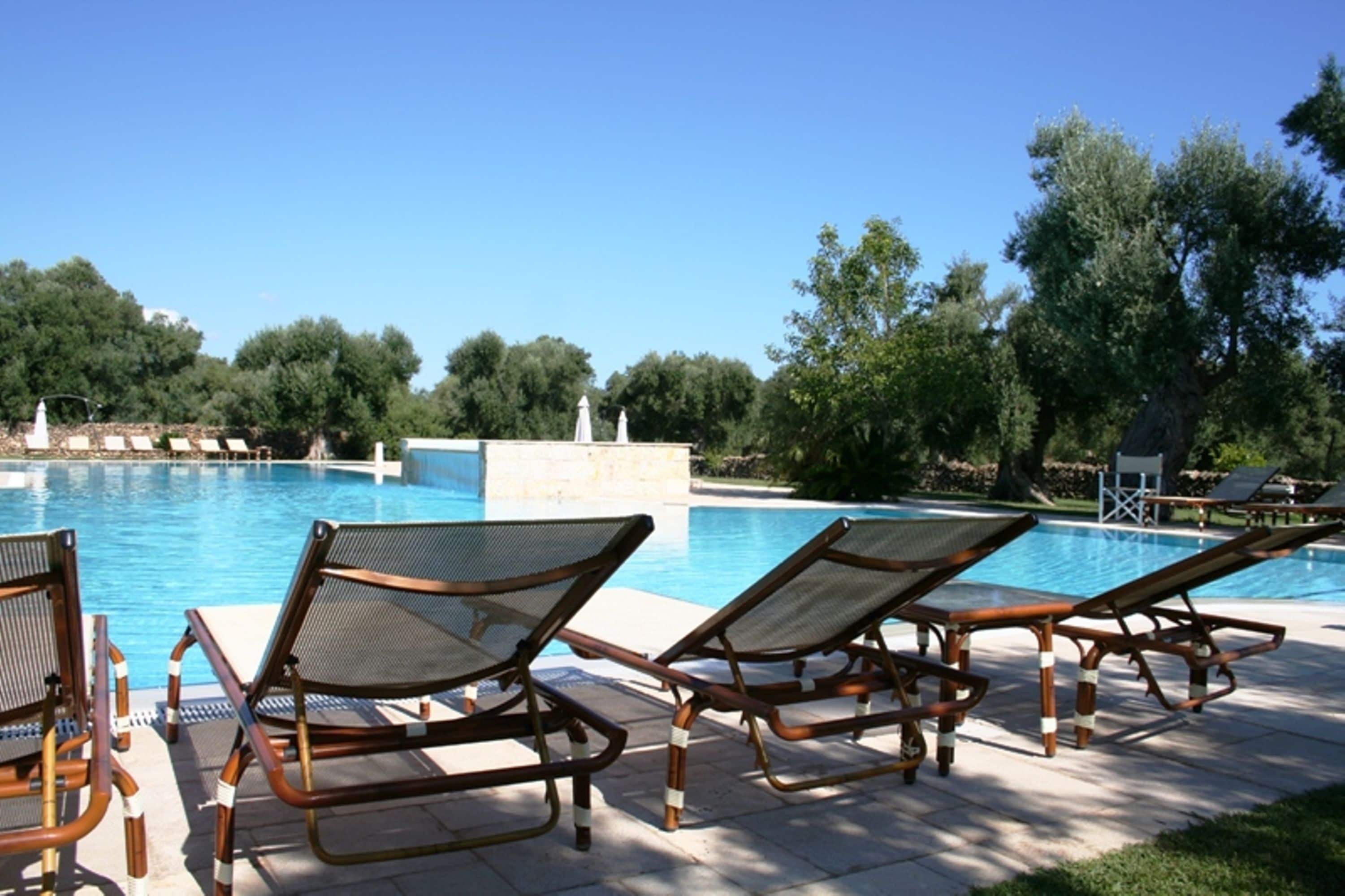 Outdoor pool, sun loungers