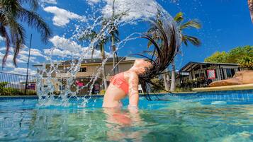 Outdoor pool, pool loungers