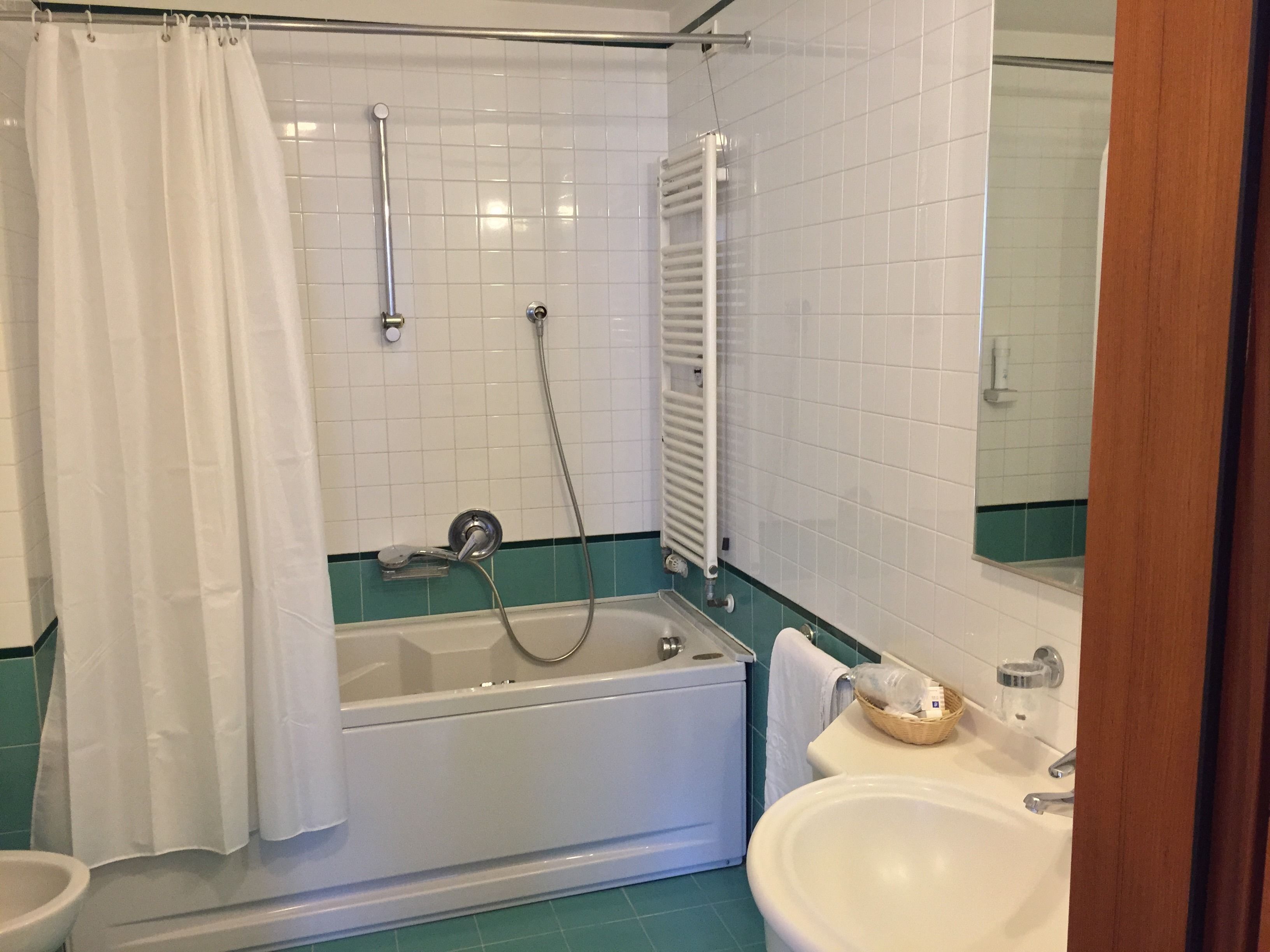 family room | bathroom | shower, rainfall showerhead, hair dryer, bidet