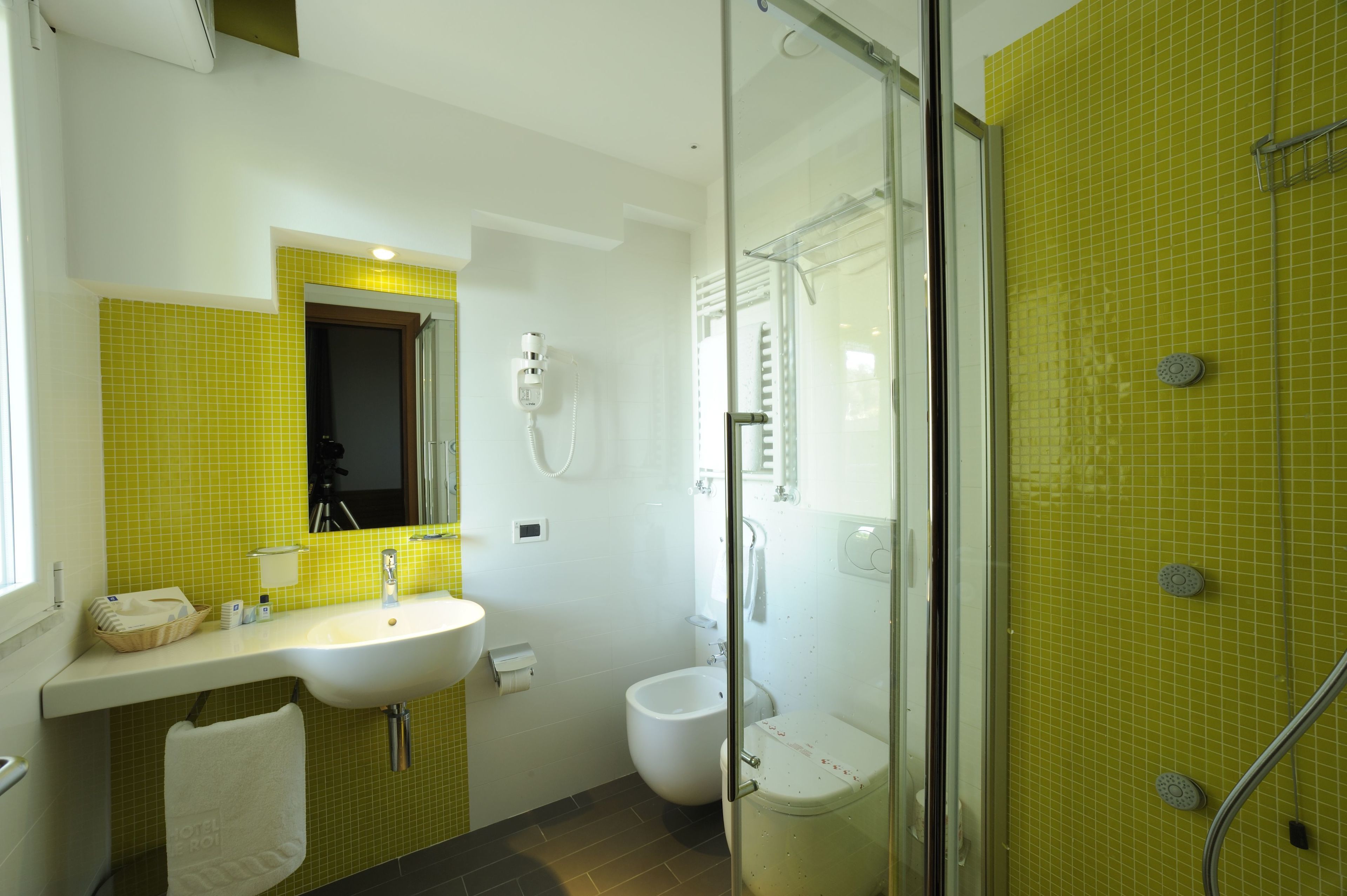 shower, rainfall showerhead, hair dryer, bidet