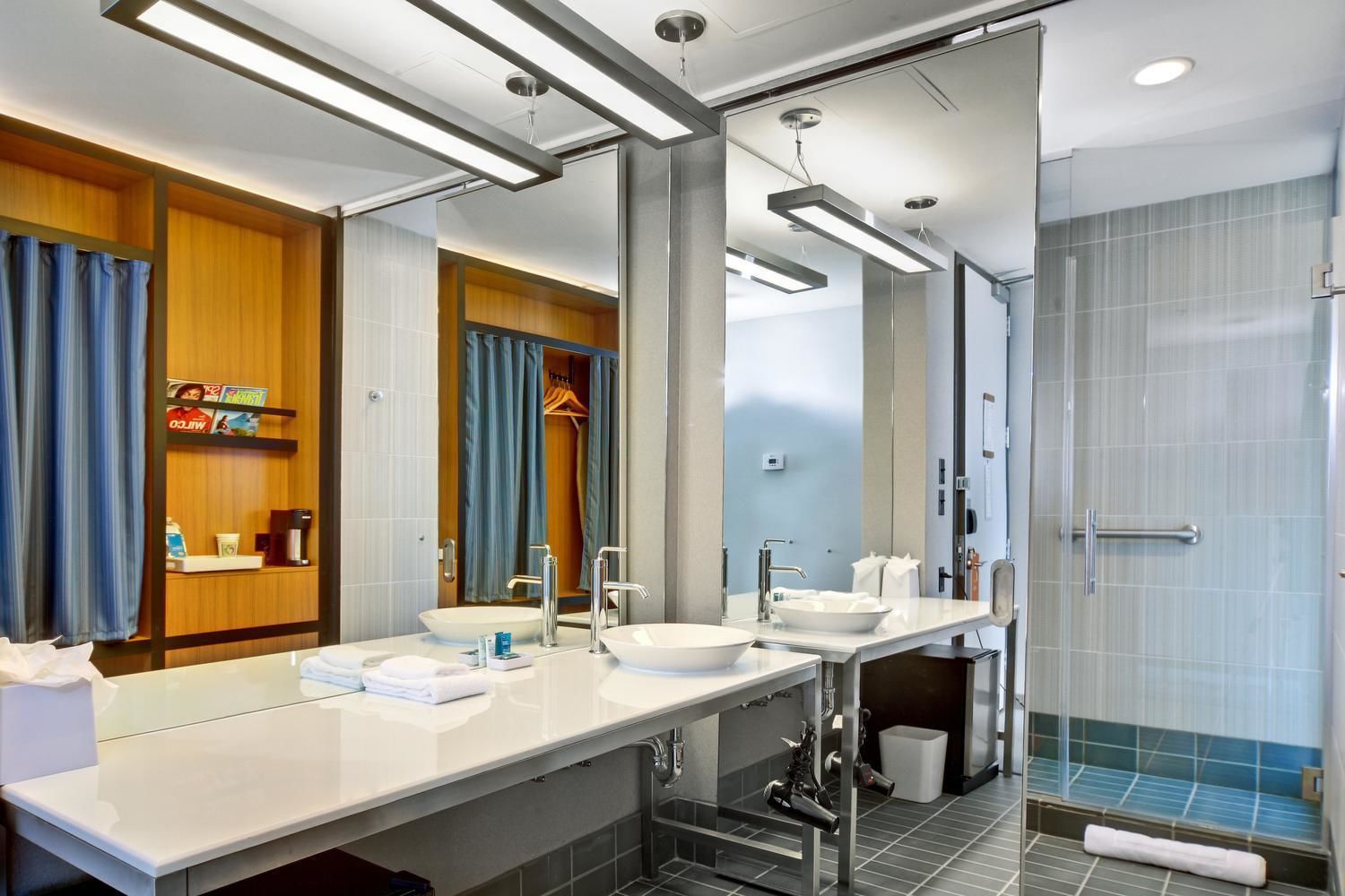 shower, free toiletries, hair dryer, bathrobes