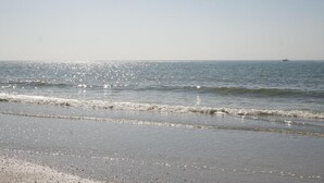A beach with calm waves and a distant boat. - Beachside Resort Motel (Treasure Island)