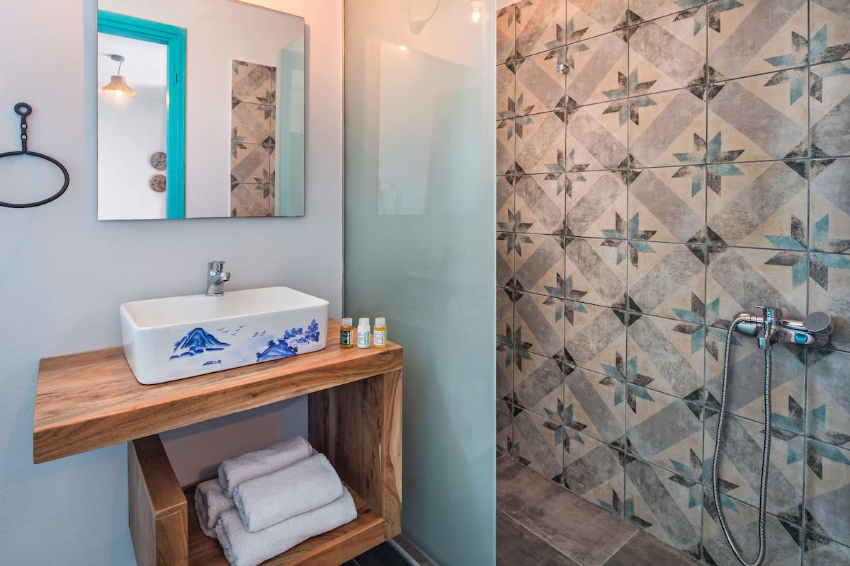 shower, free toiletries, hair dryer, slippers