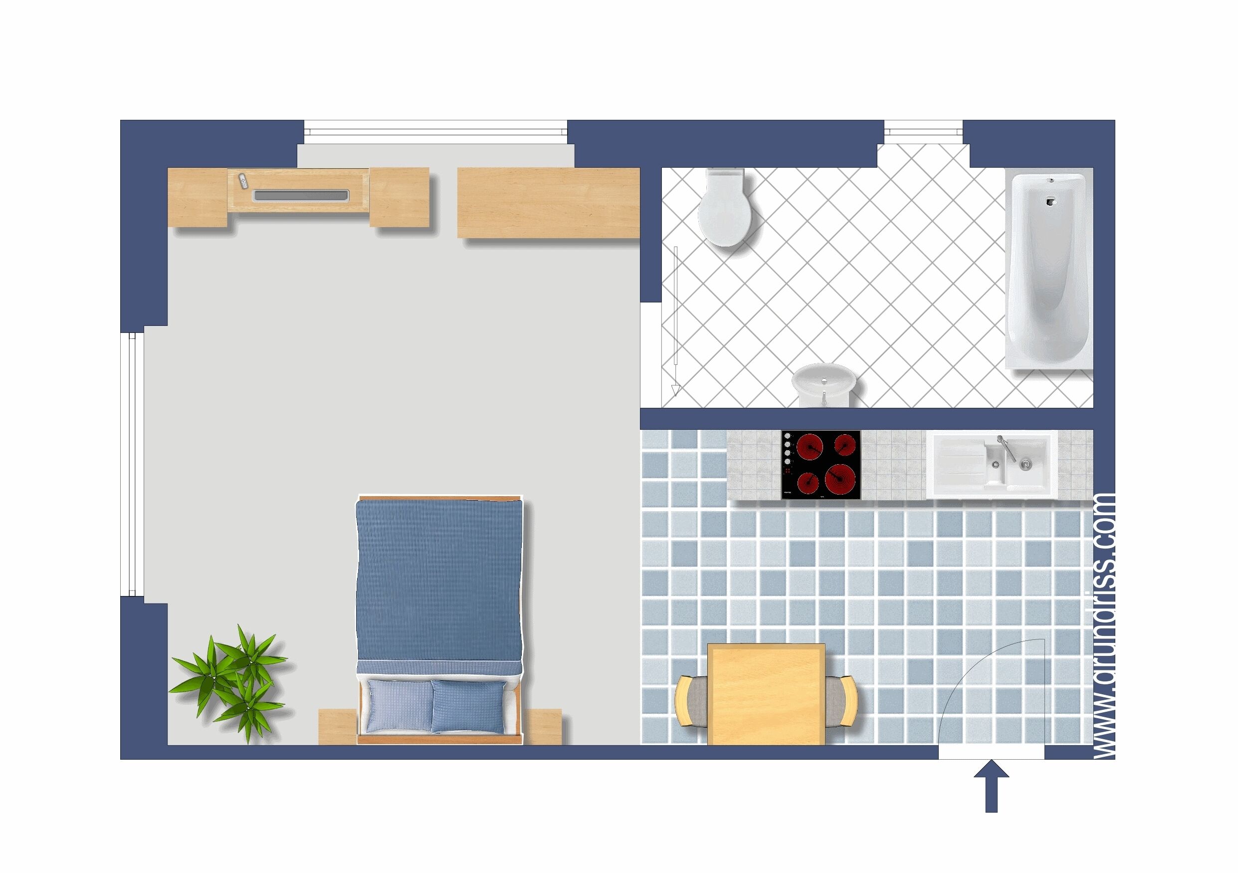 luce 2 - studio apartment (1st floor) | floor plan