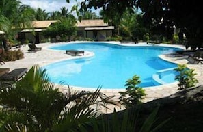 Outdoor pool, open 8:00 AM to 9:30 PM, pool umbrellas, sun loungers