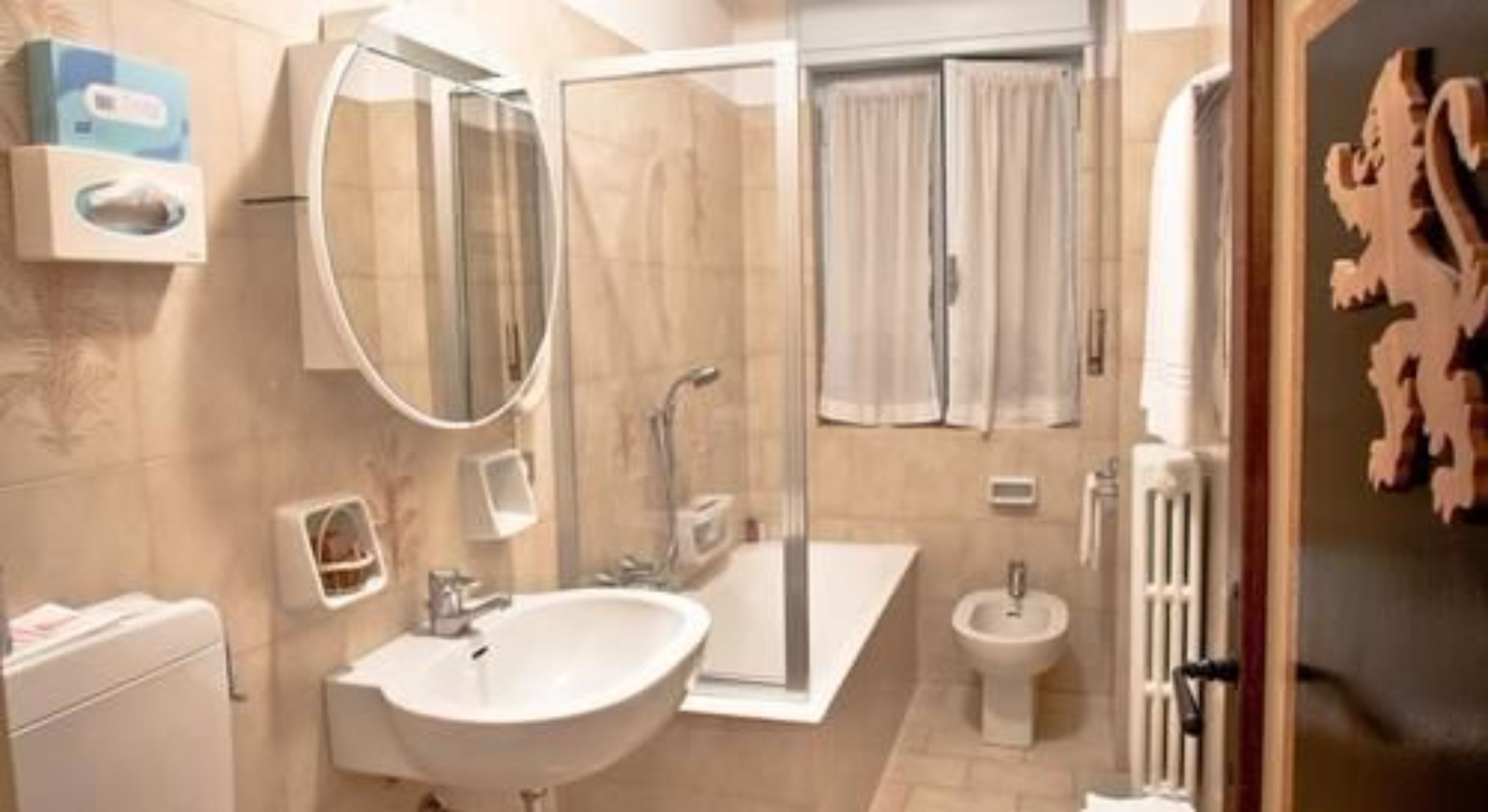 Hair dryer, bidet, towels