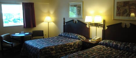 Two double beds non smoking | Desk, laptop workspace, iron/ironing board, free WiFi