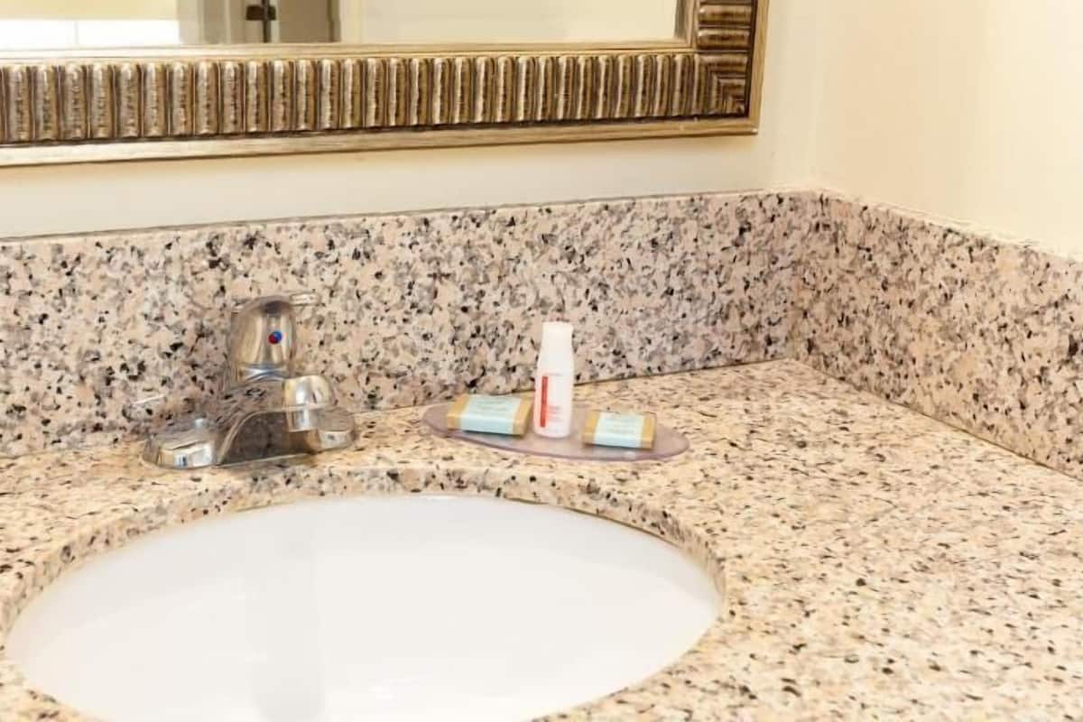 Baño | Tina con regadera, tina profunda, amenidades de baño gratuitas