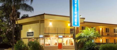 A Travelodge hotel with a visible lobby and entrance.