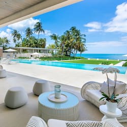 Relax in style with comfortable seating and ocean views.