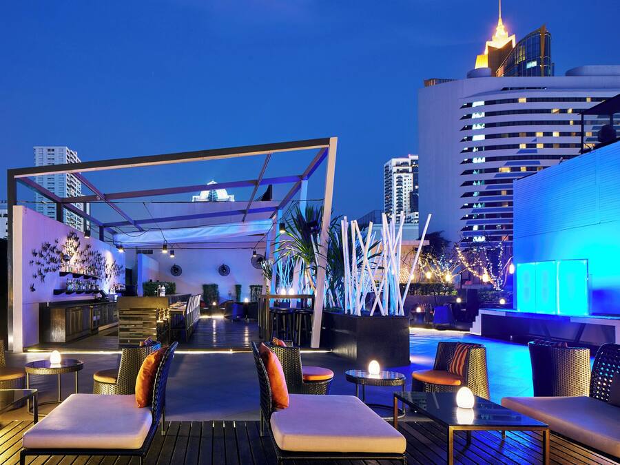 Rooftop bar, pool views, open daily