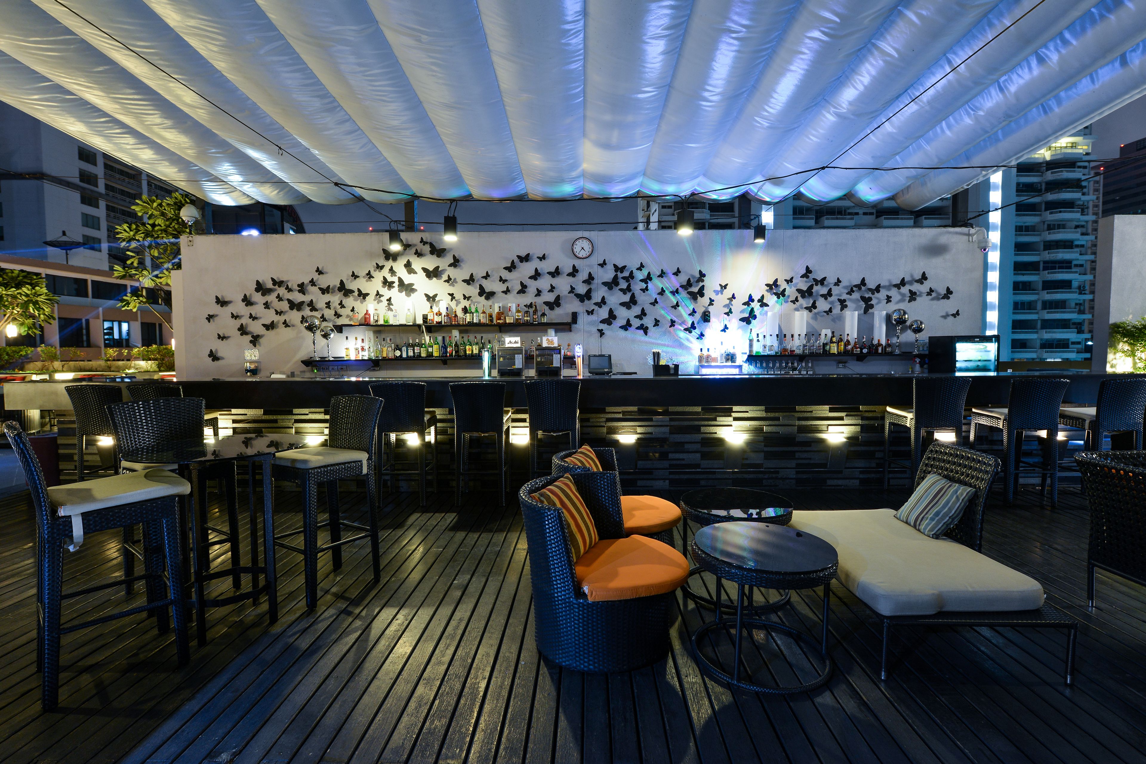 rooftop bar, pool views, open daily