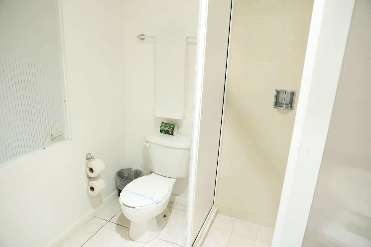 shower, free toiletries, towels