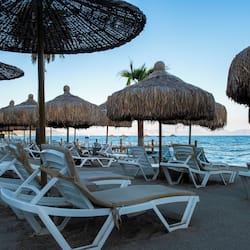 Private beach, sun-loungers, beach umbrellas