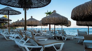 Private beach, sun-loungers, beach umbrellas