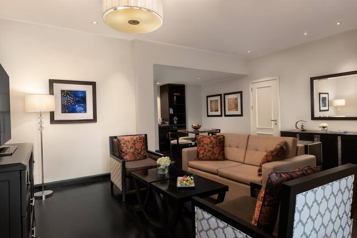 Family Suite, Evening Drinks & Canapes Section, Free Shuttle To Public Beach | Premium bedding, down duvets, minibar, in-room safe