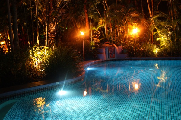 Outdoor pool, pool loungers