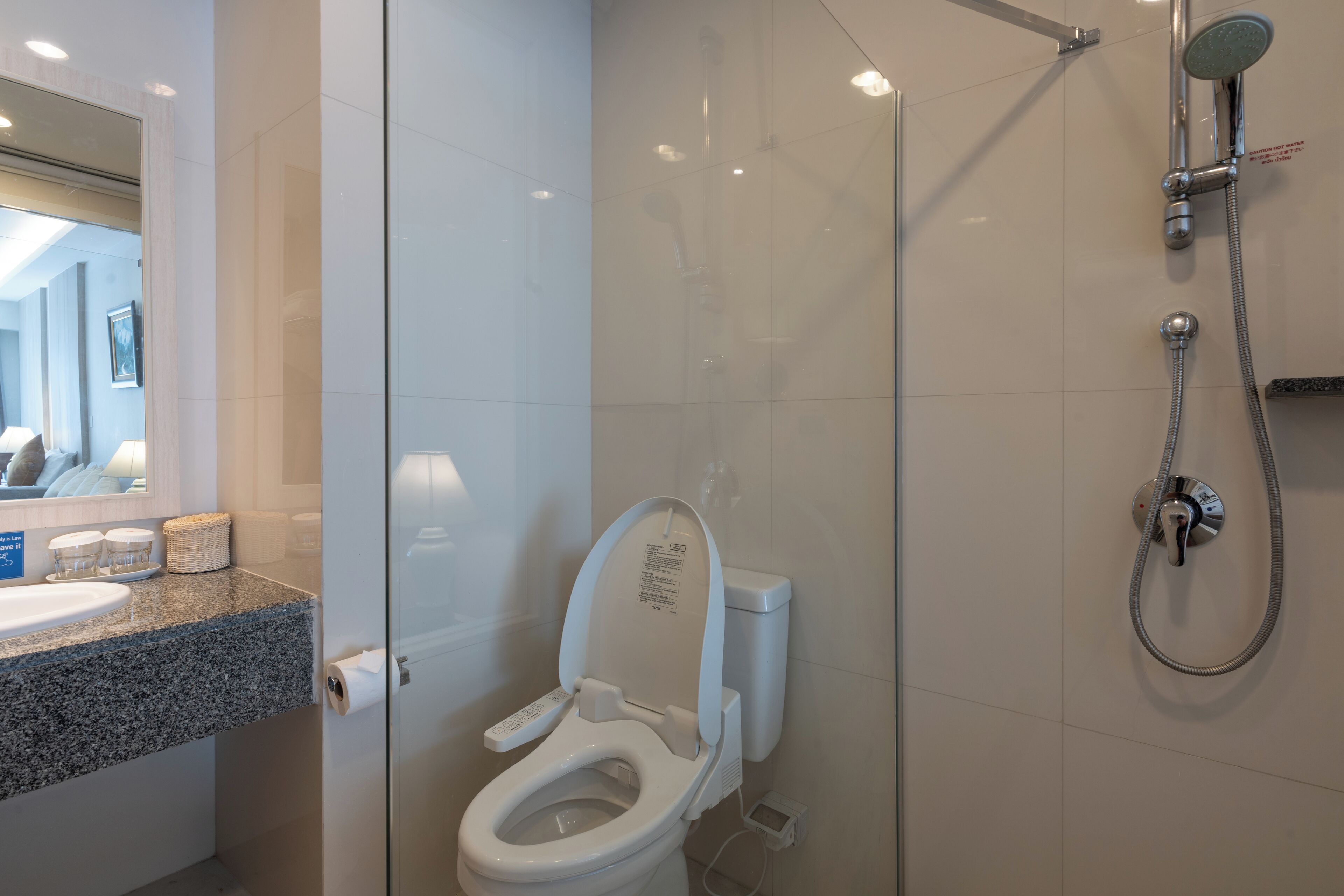 deluxe studio | bathroom | free toiletries, hair dryer, bathrobes, slippers