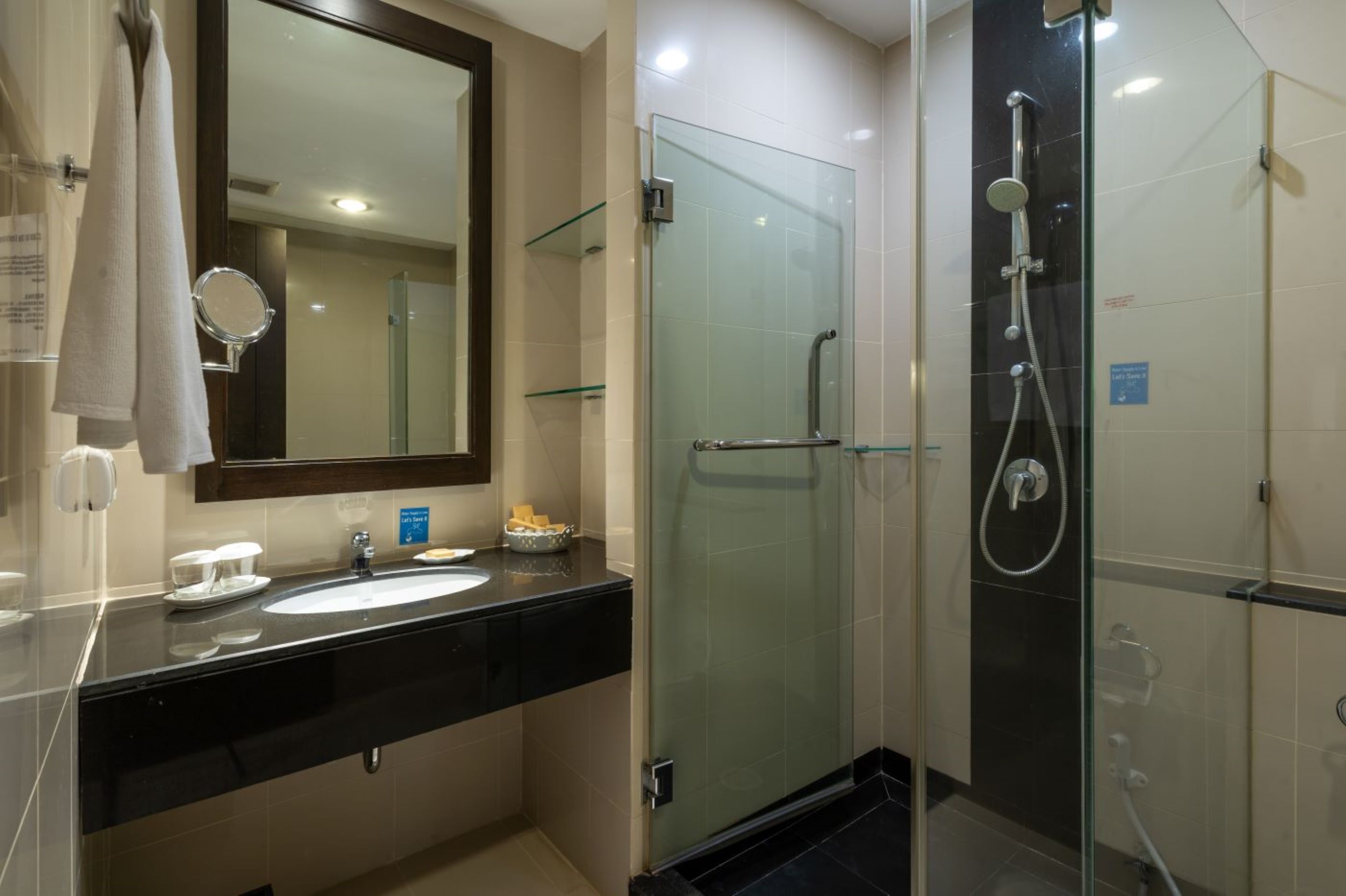 free toiletries, hair dryer, bathrobes, slippers