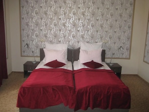 Desk, free WiFi, bed sheets
