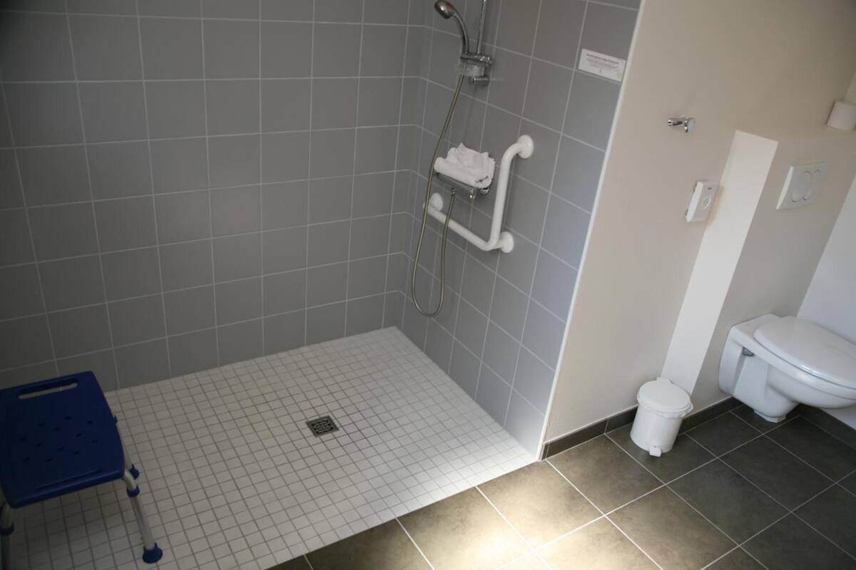 shower, free toiletries, hair dryer