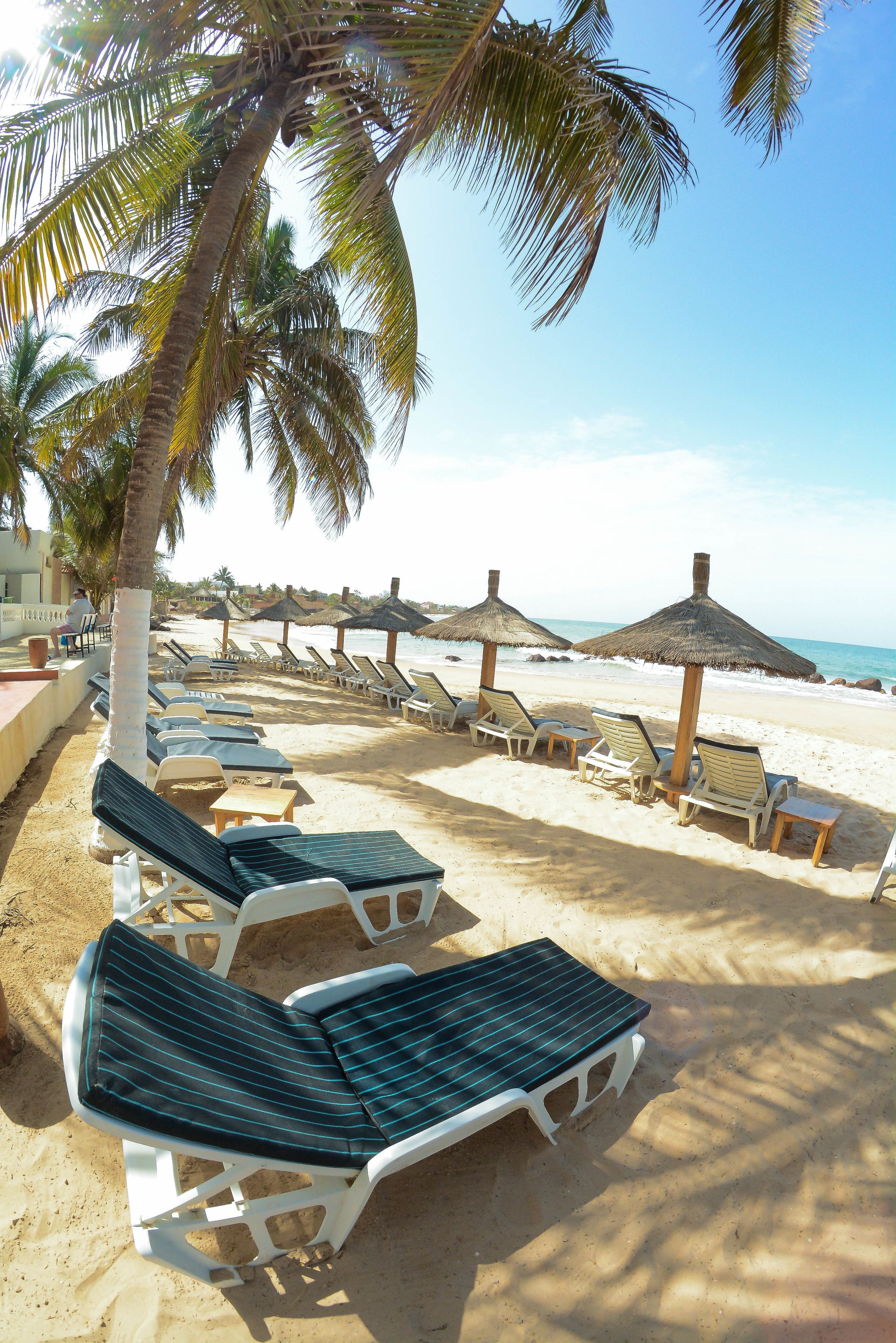 Private beach, sun-loungers, beach volleyball