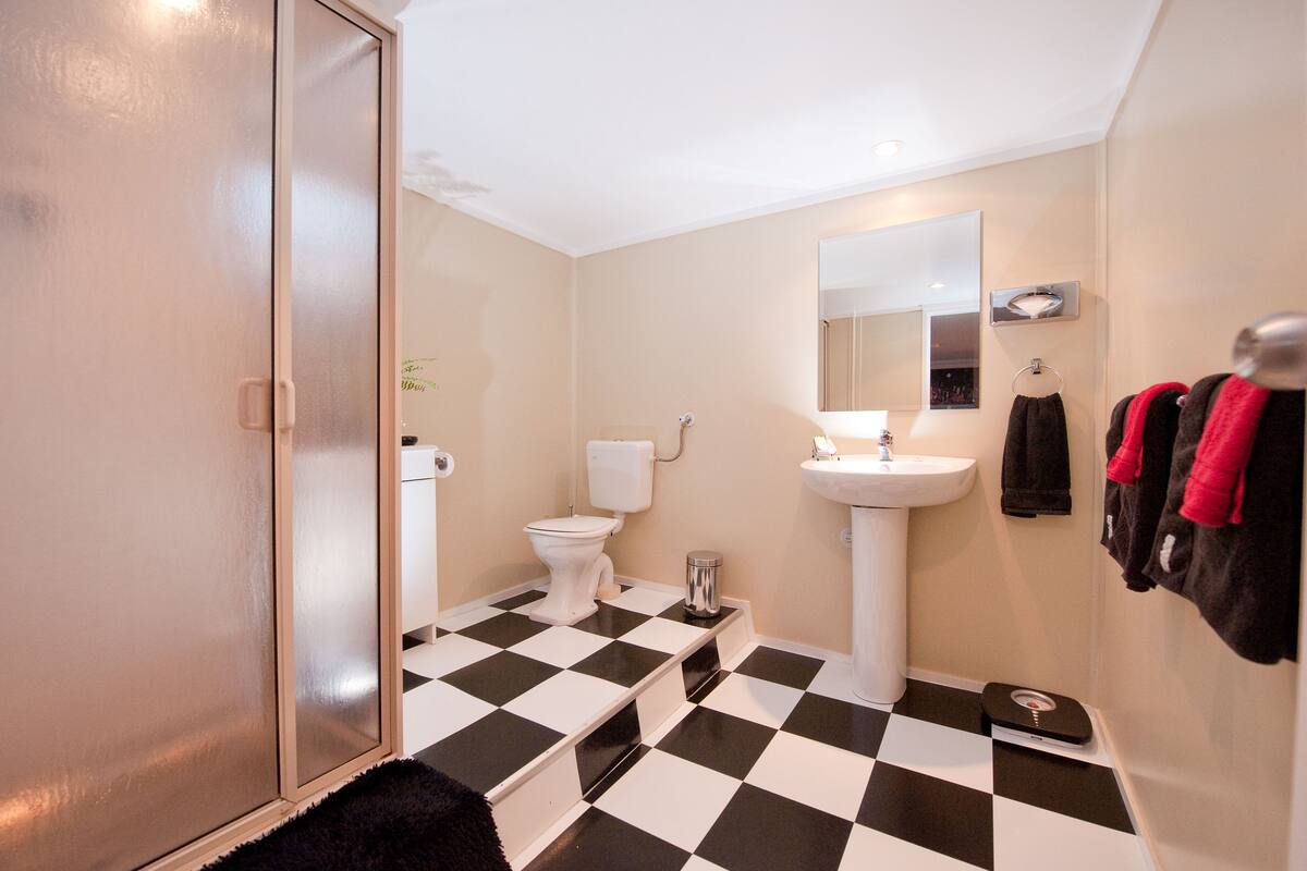 free toiletries, hair dryer, towels