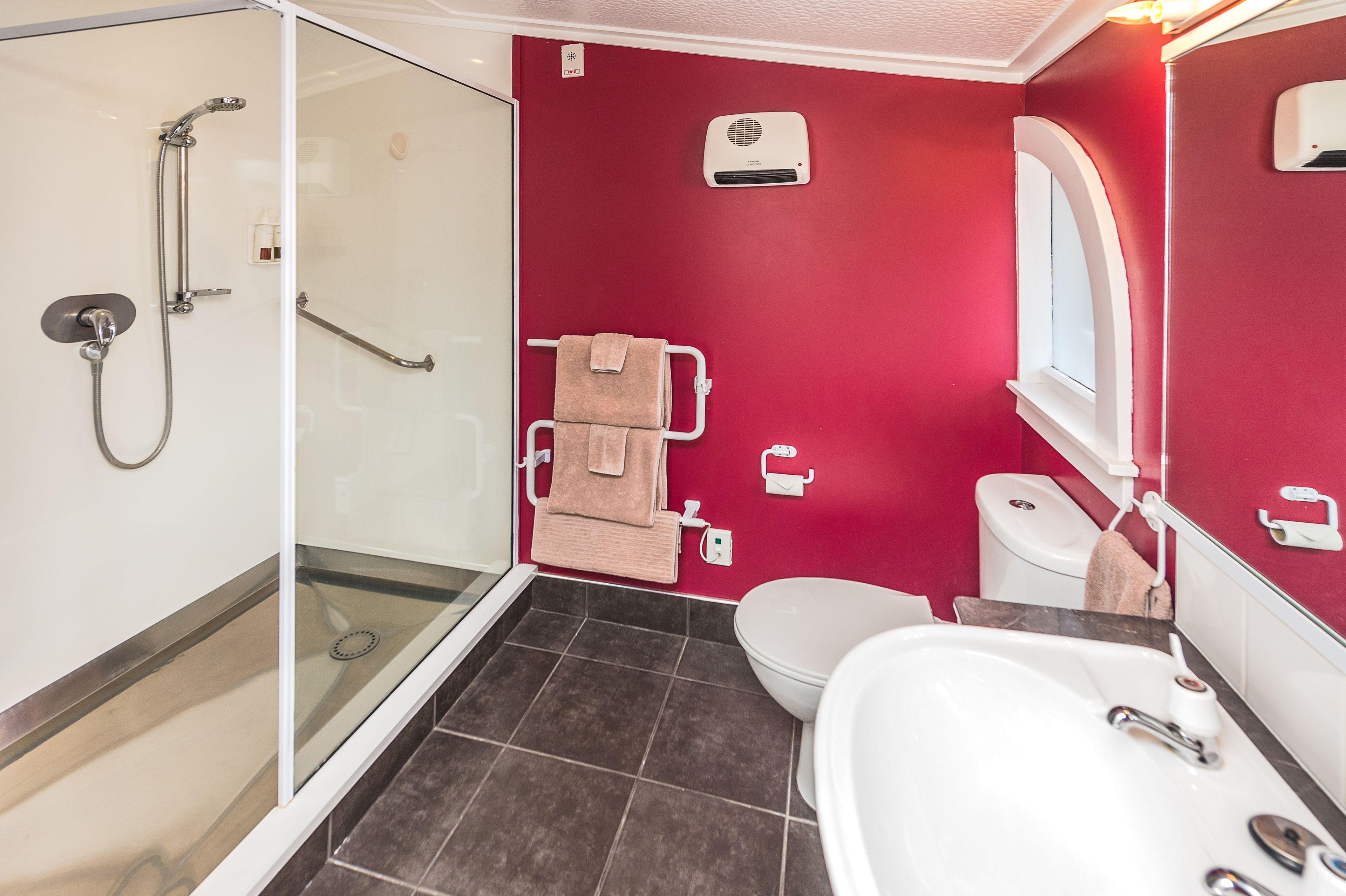 free toiletries, hair dryer, towels