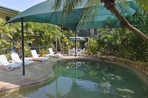 Outdoor pool, sun loungers