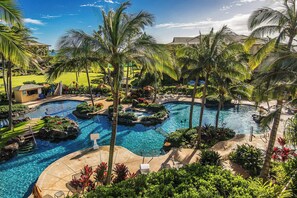 3 outdoor pools, open 7:30 AM to 10:00 PM, cabanas (surcharge)
