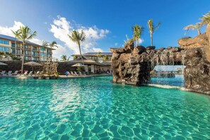 3 outdoor pools, open 7:30 AM to 10:00 PM, cabanas (surcharge)