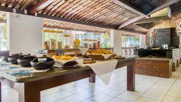 Breakfast, lunch, dinner served; Brazilian cuisine