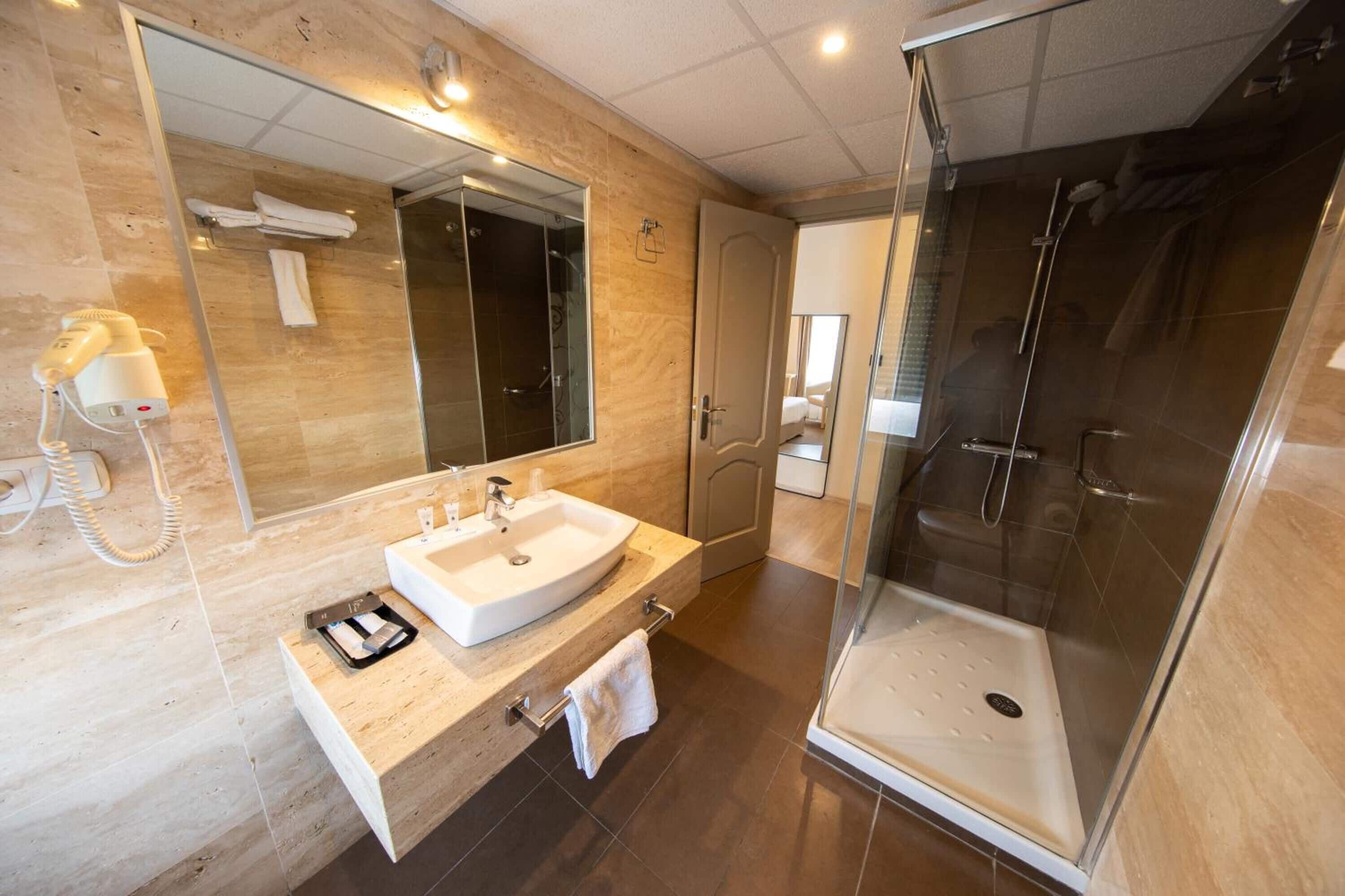 free toiletries, hair dryer, towels