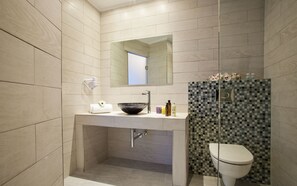 Apartment, 1 Bedroom | Bathroom | Shower, free toiletries, hair dryer, towels - Summer Time (Santorini)