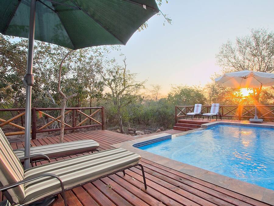 Outdoor pool, pool umbrellas