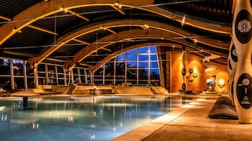 2 indoor pools, outdoor pool, pool umbrellas, pool loungers