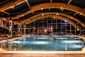 2 indoor pools, outdoor pool, pool umbrellas, pool loungers